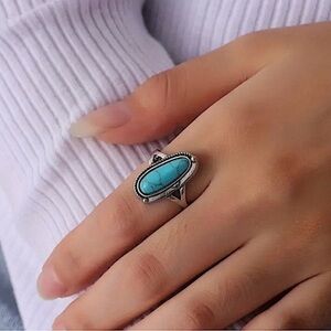 Light Blue Boho‎ Turquoise Stone Ring, NWT